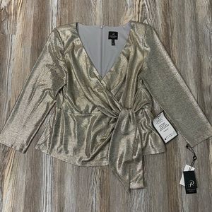 Adrianna Papell Metallic wrap top -NWT